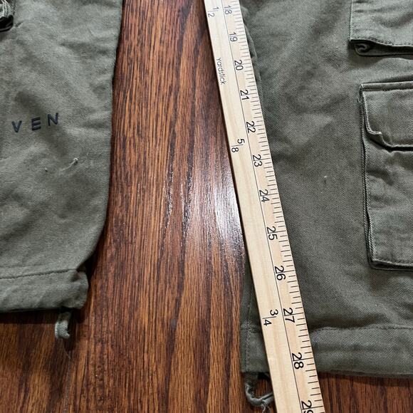 Reaven Olive Green 20 Pocket Cardo Straight Leg Streatwear Pants Mens Size M - Picture 5 of 8